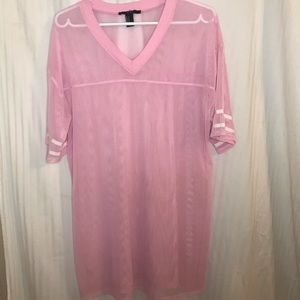 Oversized Baby Pink Mesh Top